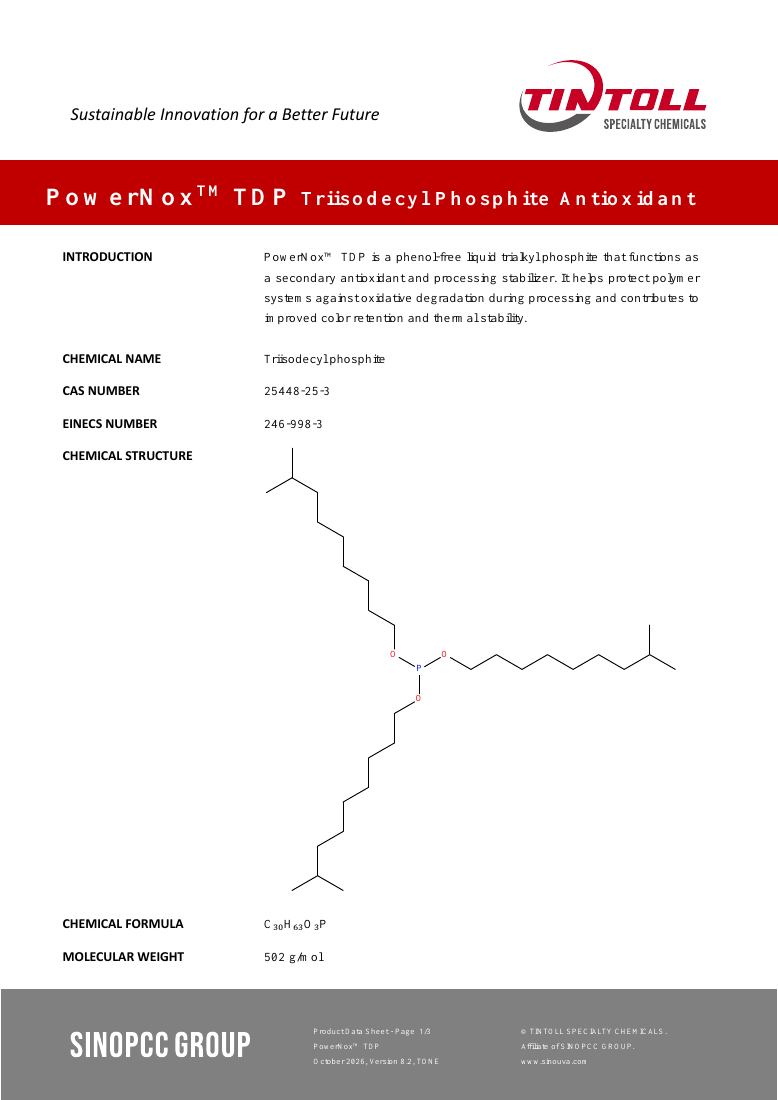 PowerNox™ TDP original TDS first-page preview